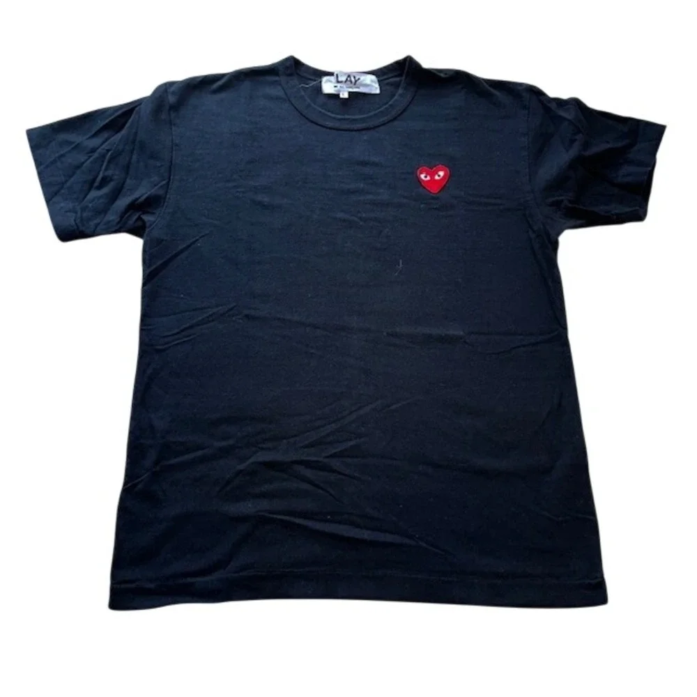 Comme des Garcons Play Red Heart Logo T-Shirt Short Sleeve Black Large